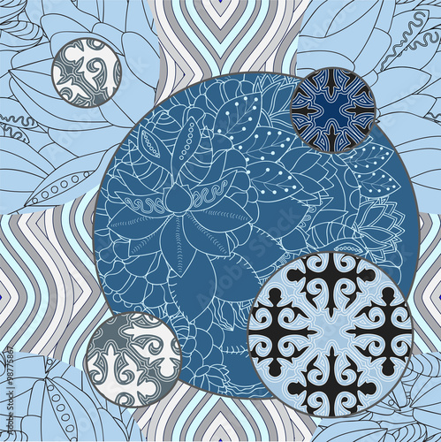 vector seamless patchwork pattern. oriental or russian design