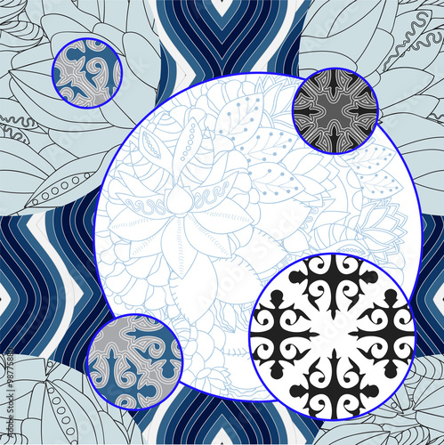 vector seamless patchwork pattern. oriental or russian design