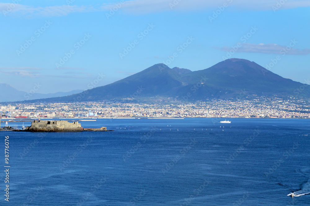 NAPLES, ITALY - OCTOBER 16, 2015: Panorama of Naples. Naples is the capital of the Italian region Campania and the third-largest municipality in Italy.