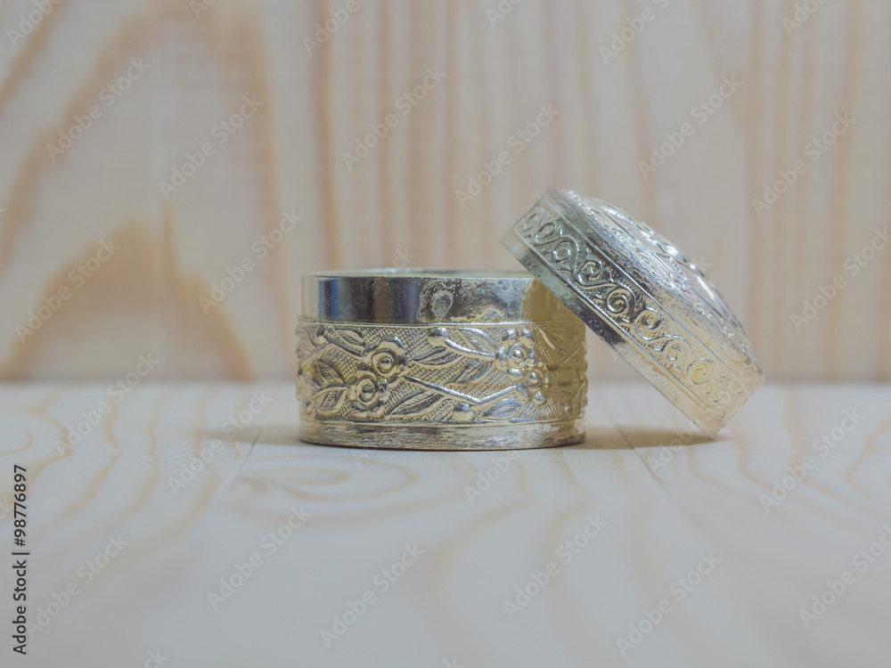 aluminum case on wooden background Stock Photo | Adobe Stock