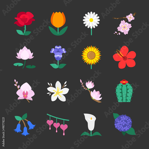 Famous Flower icons Set 1