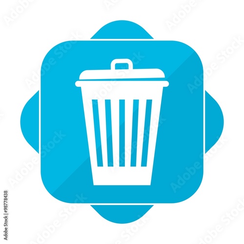 Blue square icon trash