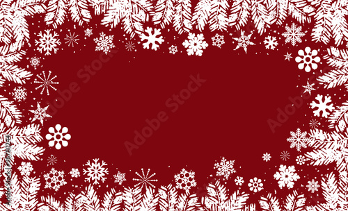 christmas frame with snow flakes
