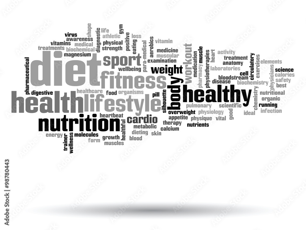 Vector conceptual health word cloud isolated Vector conceptual health word cloud isolated