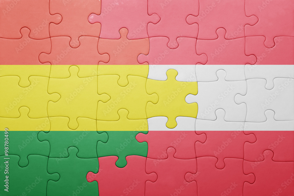 puzzle with the national flag of bolivia and austria puzzle with the national flag of bolivia and austria
