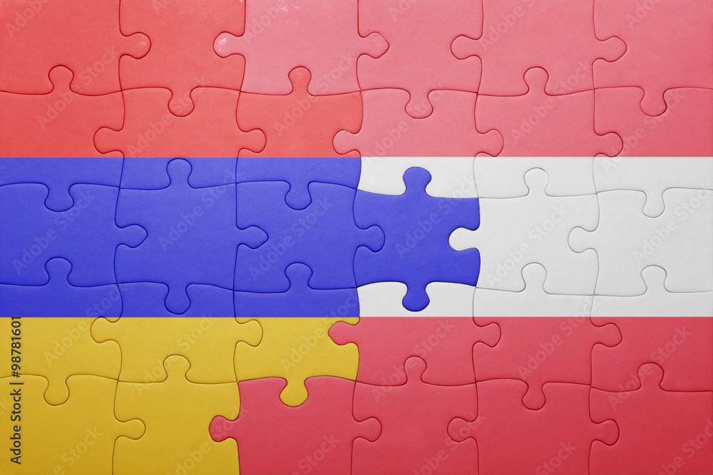 puzzle with the national flag of armenia and austria puzzle with the national flag of armenia and austria
