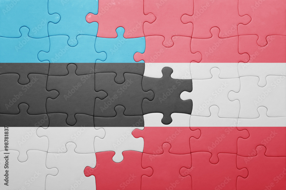 puzzle with the national flag of estonia and austria puzzle with the national flag of estonia and austria