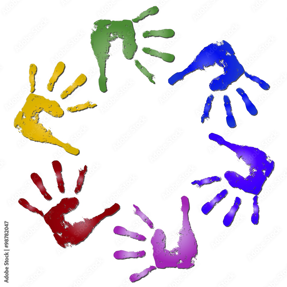 Conceptual children painted hand print isolated Conceptual children painted hand print isolated