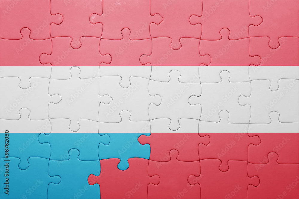 puzzle with the national flag of luxembourg and austria puzzle with the national flag of luxembourg and austria