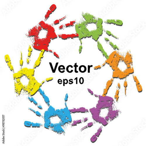 Conceptual  spiral made of painted human hands