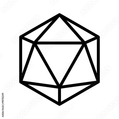 20 sided  20d dice line art icon for apps and websites photo