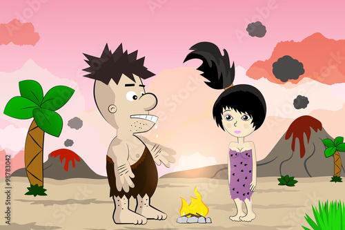 Cavemen family vector
