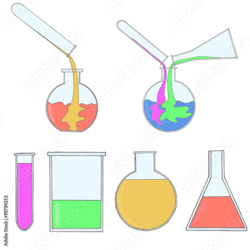Icons set of chemical flasks