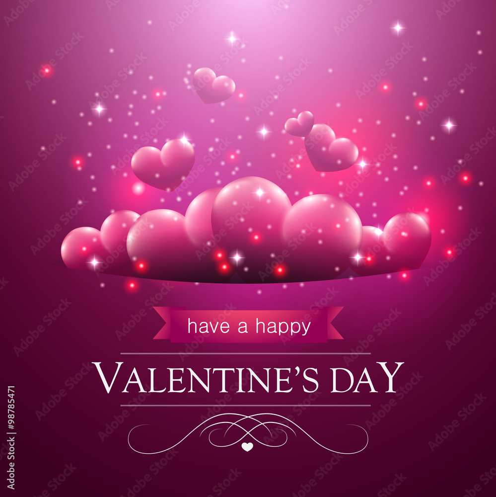 Valentines day card with floating red hearts on a red background. Valentines day card with floating red hearts on a red background.
