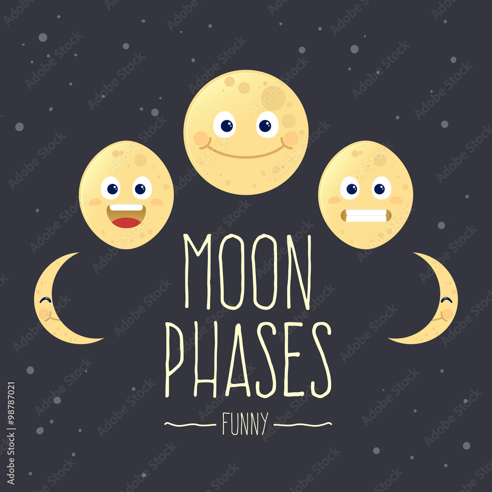 Funny Cartoon Moon Phases