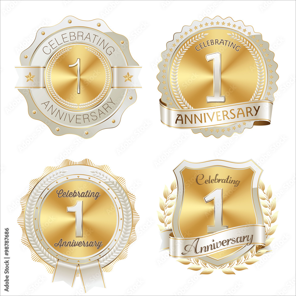 Gold and White Anniversary Badge1st YearCelebrating Gold and White Anniversary Badge1st YearCelebrating