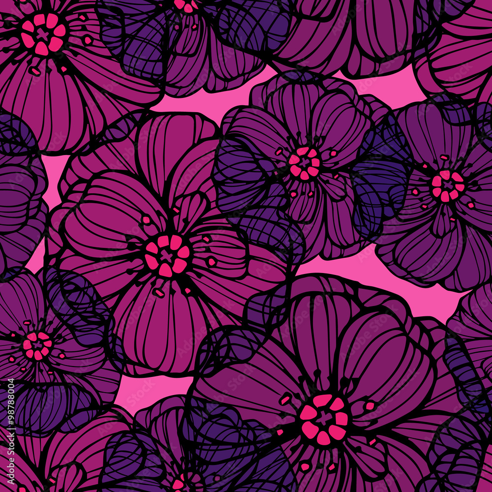 Floral pattern with poppies flowers Floral pattern with poppies flowers