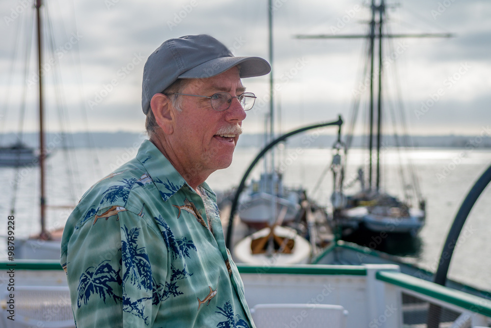 Caucasian Man on a Boat