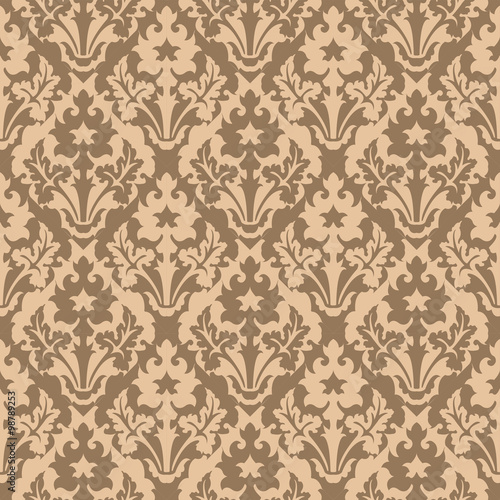 Seamless background image of vintage plant reverse color pattern kaleidoscope. 