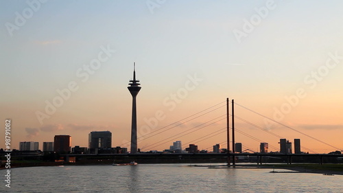 The Skyline of Dusseldorf (Germany) at sunset
