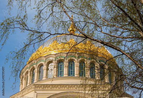 The dome of St. Nicholas Naval Cathedral in Kronstadt