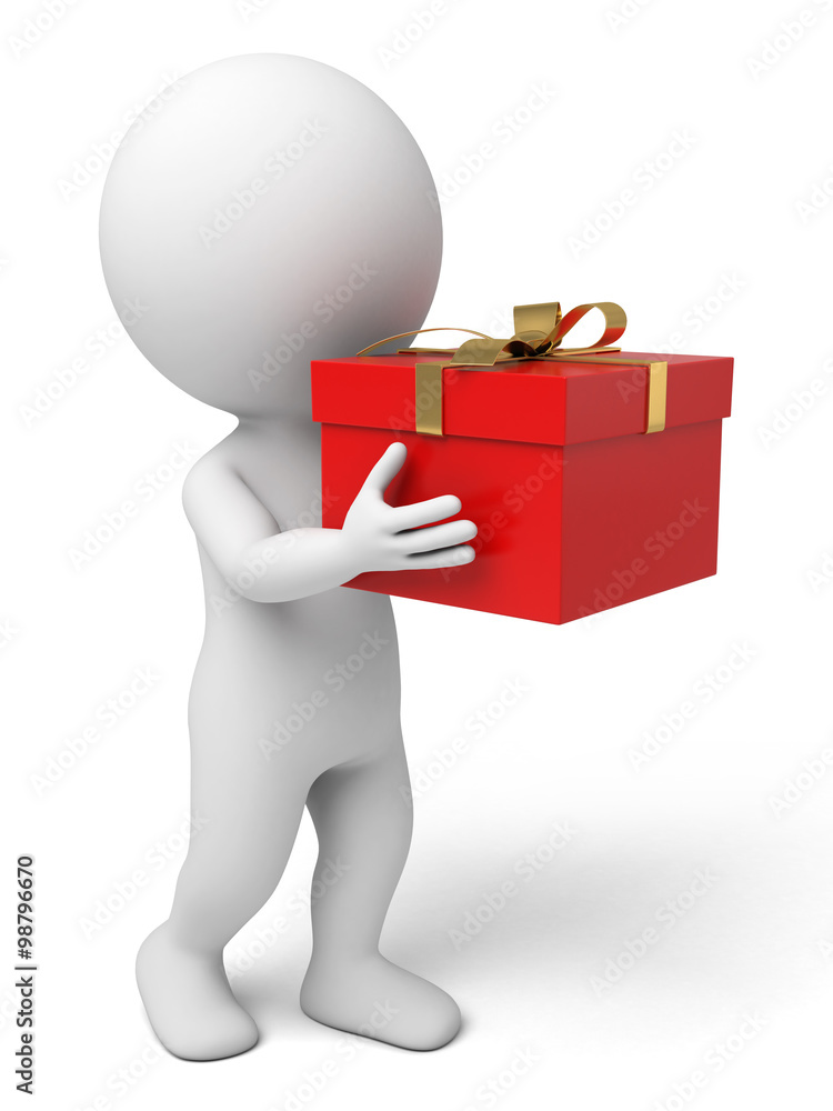 3d people with a big gift box. 3d image. Isolated white background 3d people with a big gift box. 3d image. Isolated white background