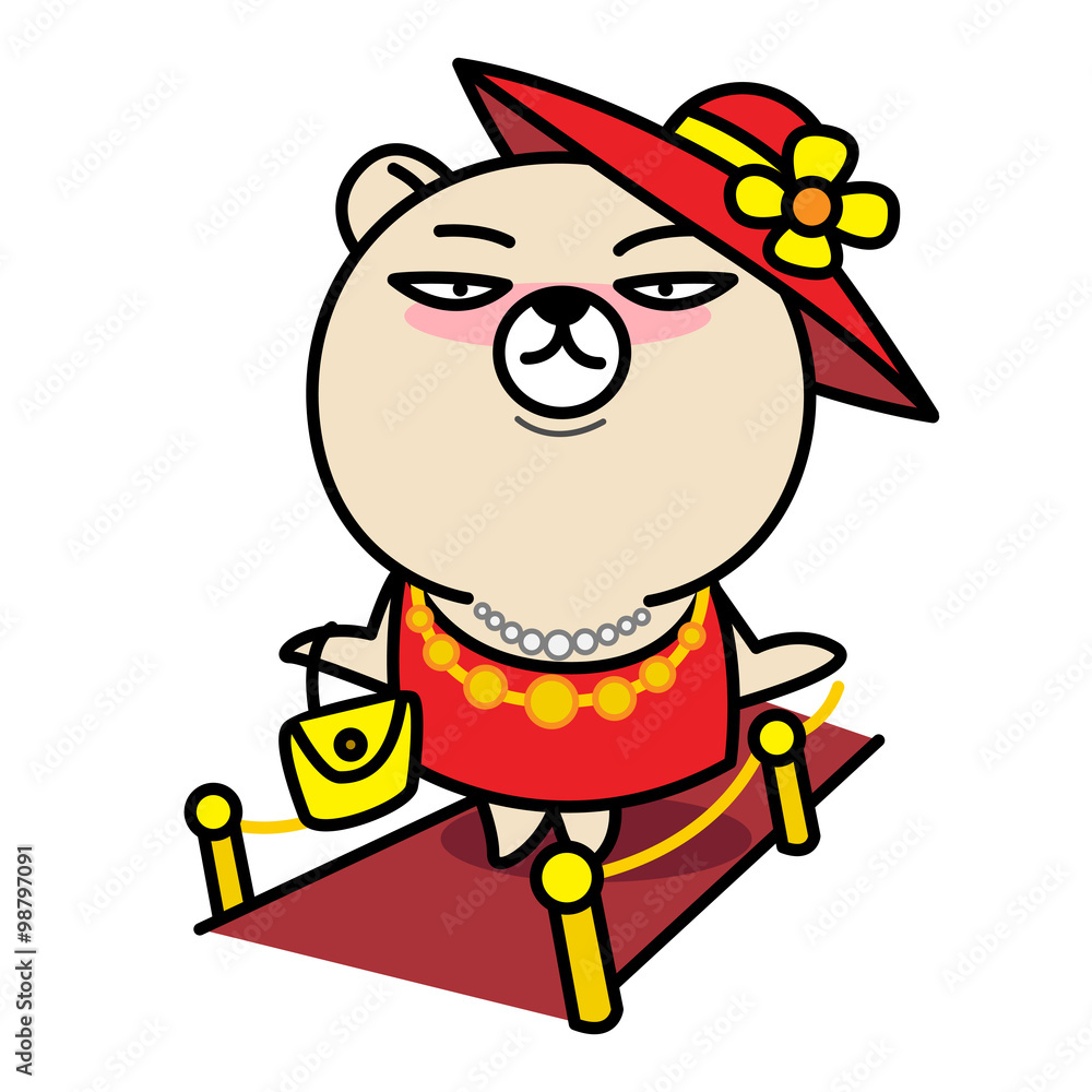 Lady bear walk on the red carpet Cartoon Lady bear walk on the red carpet Cartoon