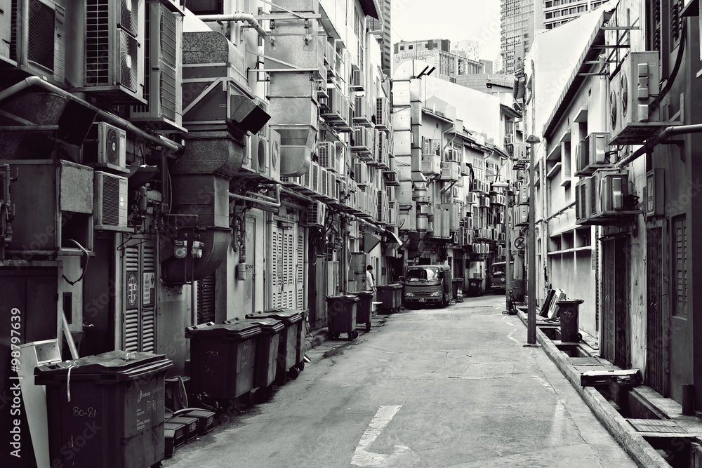 Fine Art Photography Singapore, A back alley of City, Singapore Black and white