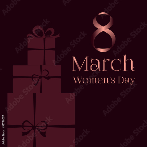  8 March greeting card with space for text. International Women's Day. Vector illustrational.