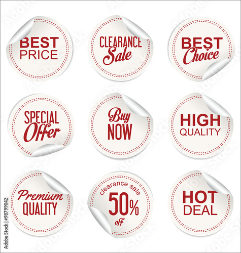 Round white paper sale sticker collection