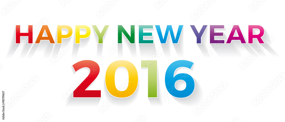 Happy new year 2016. Vector banner with the text colored rainbow