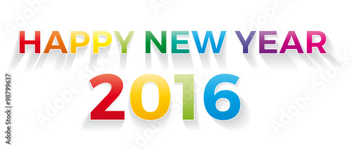Happy new year 2016. Vector banner with the text colored rainbow