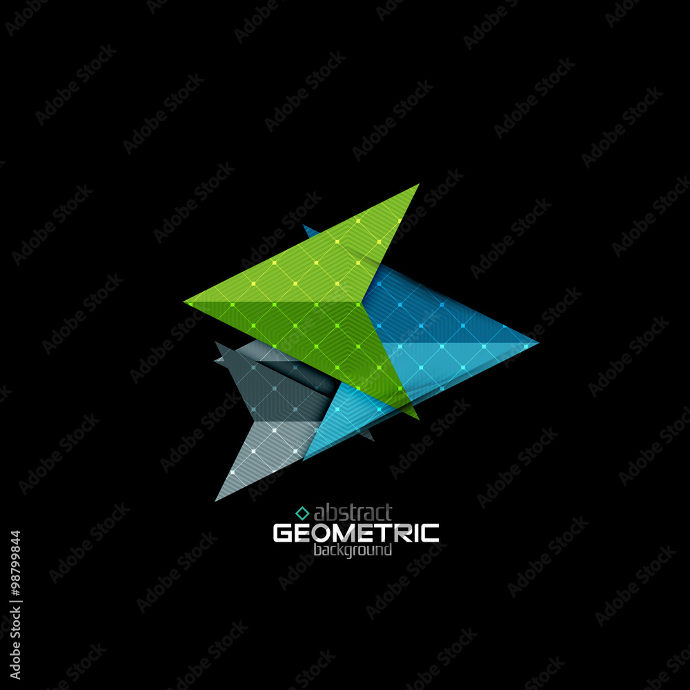 Colorful geometric shapes with texture on black. Modern futuristic abstract design template Colorful geometric shapes with texture on black. Modern futuristic abstract design template