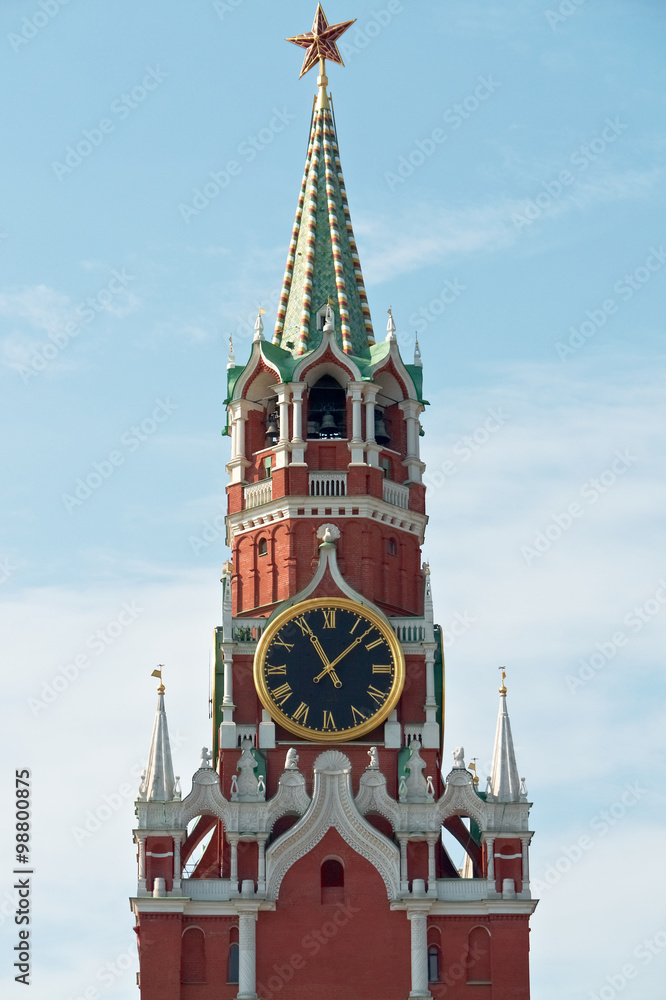 Spasskaya tower of Kremlin on Red Square in Moscow, Russia Spasskaya tower of Kremlin on Red Square in Moscow, Russia