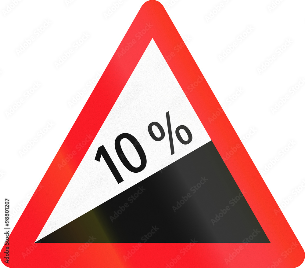 Warning sign used in Switzerland - heavy uphill grade Warning sign used in Switzerland - heavy uphill grade