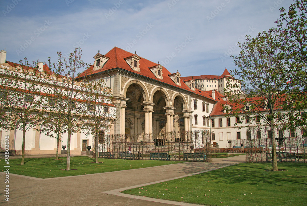 PRAGUE, CZECH REPUBLIC - APRIL 16, 2010: Wallenstein Palace and Wallenstein Garden in Prague, Czech republic