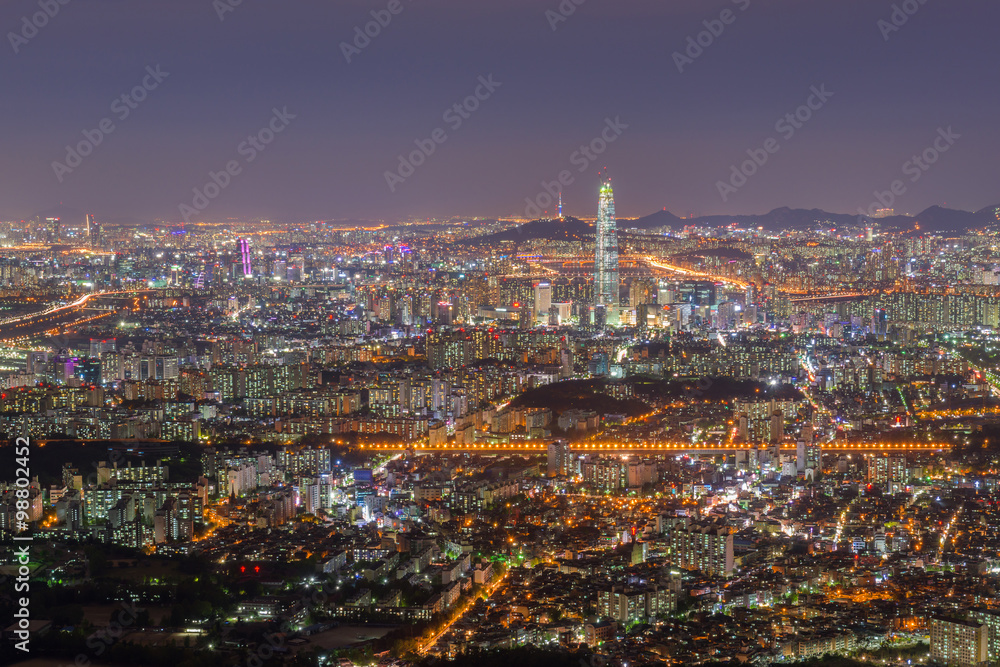 Seoul City Skyline View to downtown of Seoul,South Korea