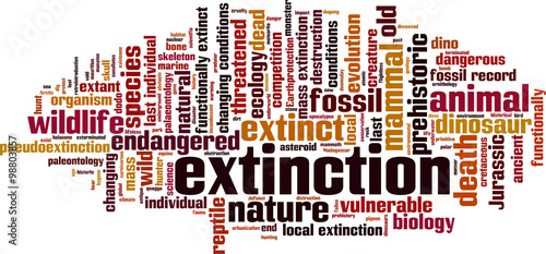 Extinction word cloud concept. Vector illustration