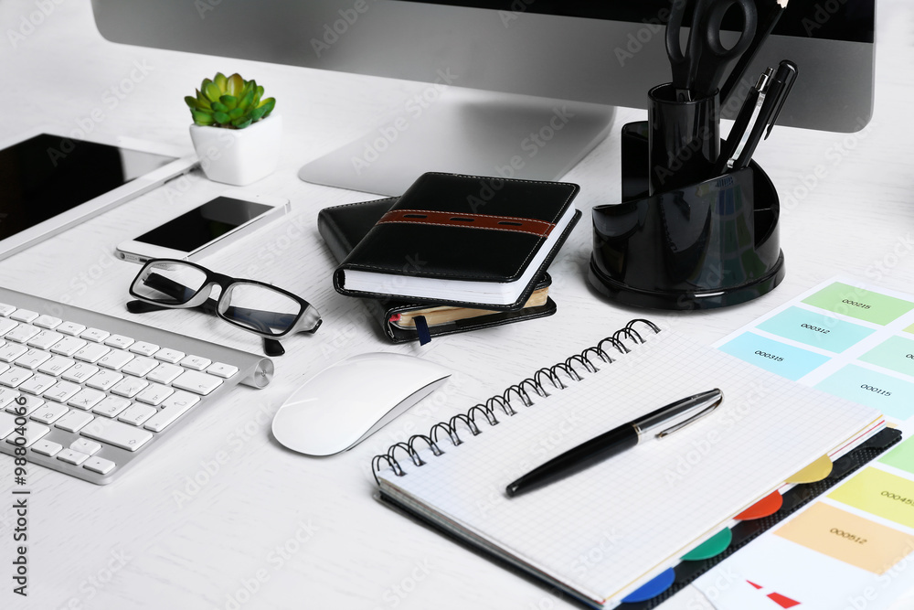 Working place of designer, close-up Working place of designer, close-up