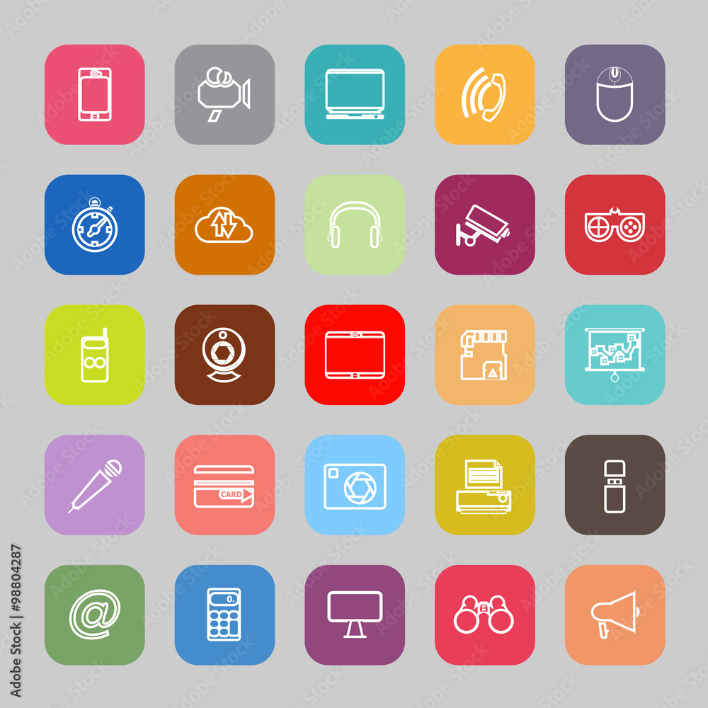 Gadget line flat icons Gadget line flat icons