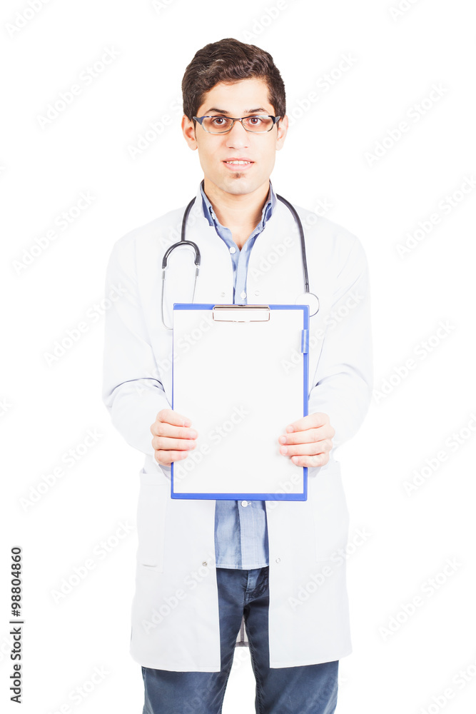 Young doctor with a folder - tablet in the hands Young doctor with a folder - tablet in the hands