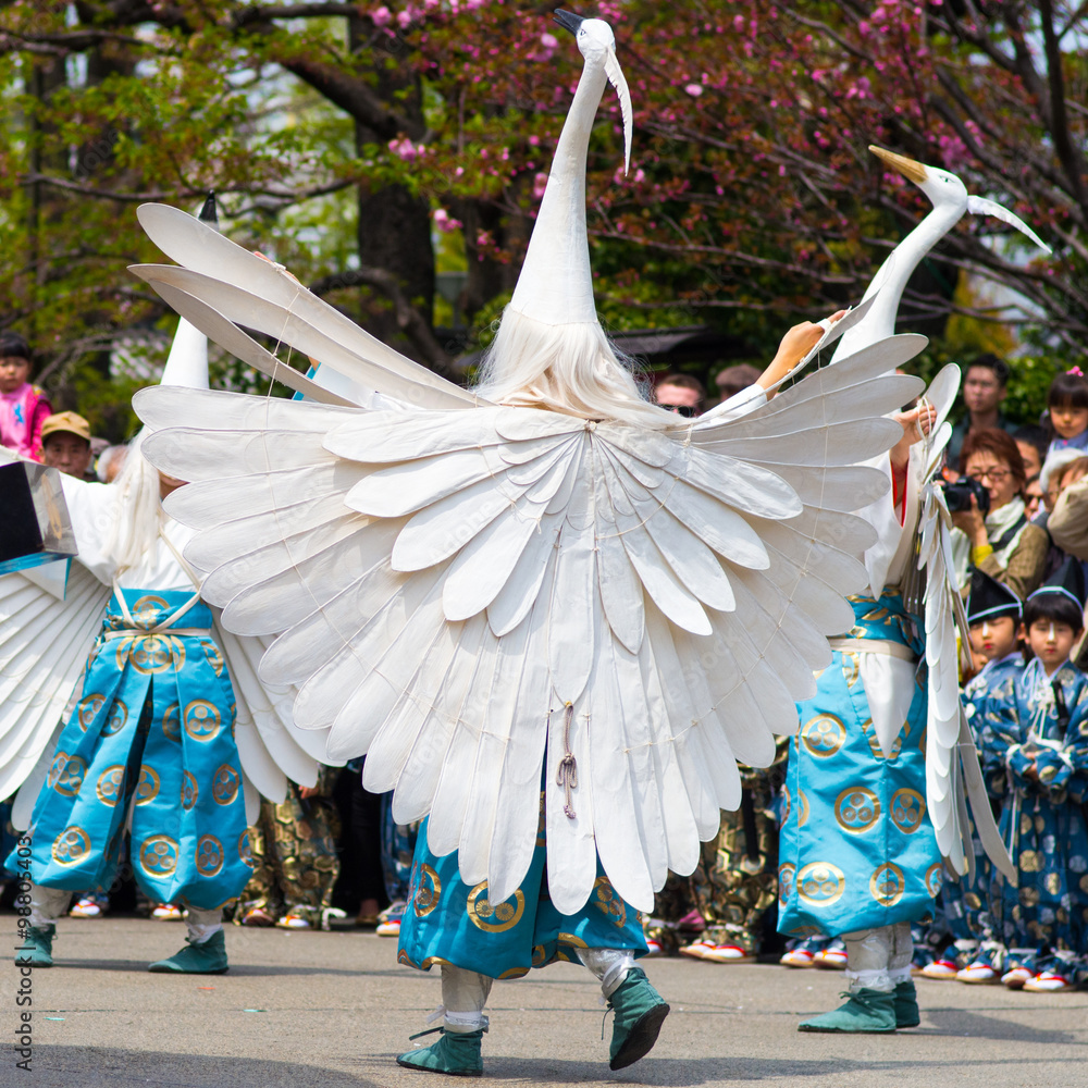Fototapeta premium The Shirasagi no mai performed at Senso-ji Temple