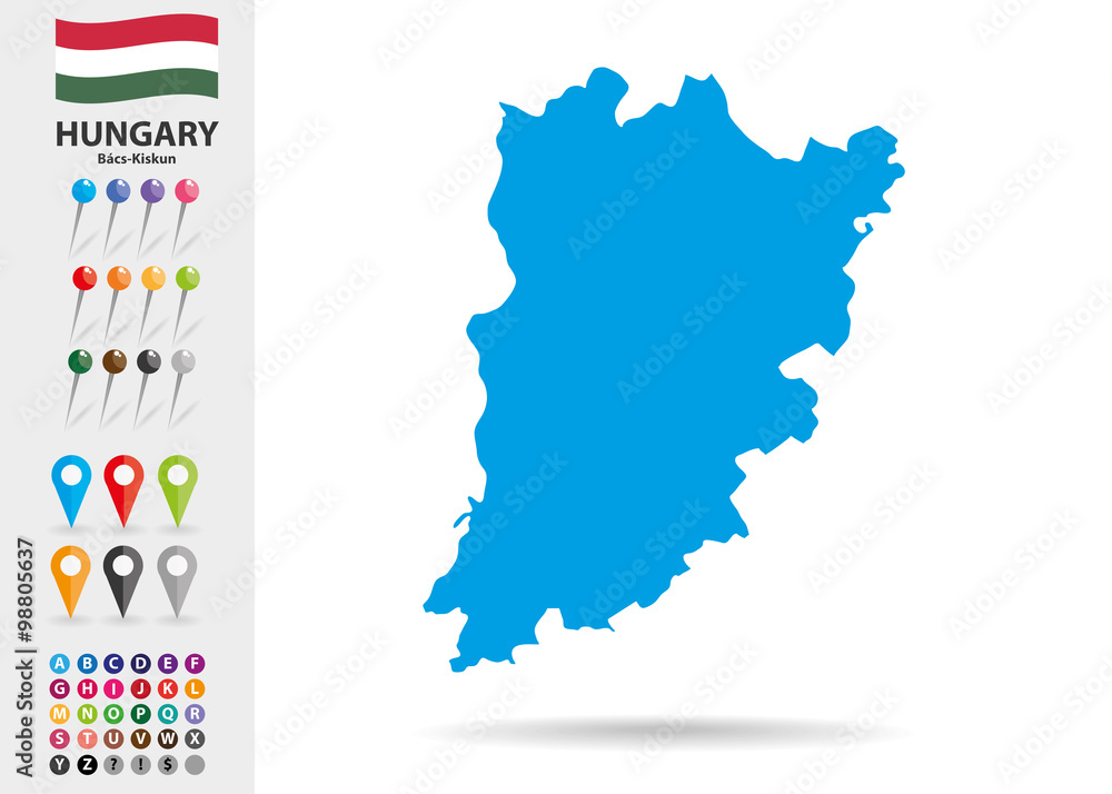Obraz premium Map of Bács-Kiskun in Hungary Eastern Europe
