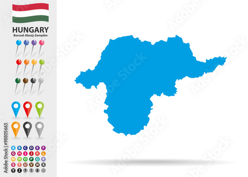 Map of Borsod-Abaúj-Zemplén in Hungary Eastern Europe