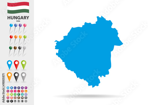 Map of Zala in Hungary Eastern Europe