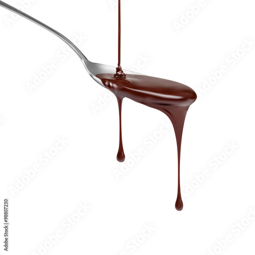 Liquid chocolate dripping from a spoon. Vector