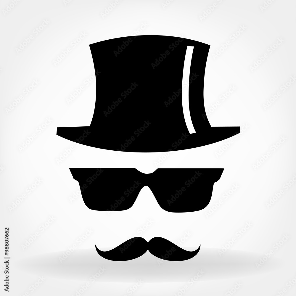 Invisible man with hat glasses mustaches Stock | Adobe Stock
