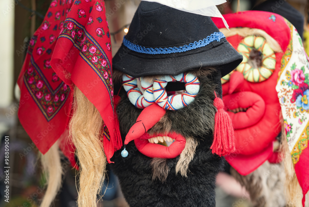Traditional Romanian mask in a bazaar