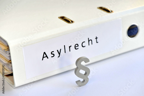 Asylrecht, Asyl, Asylanten, Paragraph, Ordner, Recht, Migration, Einreise, Ausländer, Asylgesetz, Flüchtlinge,  Einbürgerung, Justiz photo