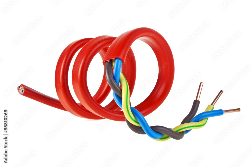 Closeup of a electric cable on a white background Closeup of a electric cable on a white background